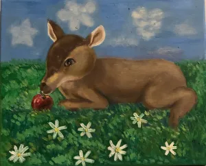 3F / 油彩 / 3000元  購買請洽 jenny@albin.net  ＊本次義賣所得將捐給關愛之家婦幼部及作為ELLA的溜冰訓練基金。